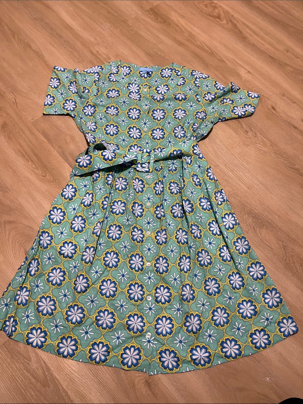 Draper James Retro Style Linen Blend Dress Medium